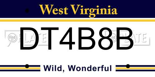 DT4B8B West Virginia License Plate