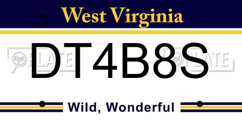 DT4B8S West Virginia License Plate