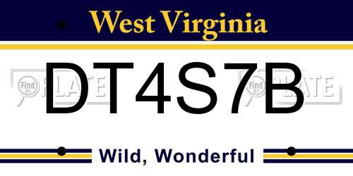 DT4S7B West Virginia License Plate