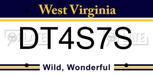 DT4S7S West Virginia License Plate
