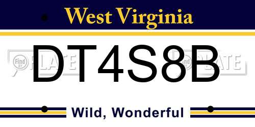 DT4S8B West Virginia License Plate