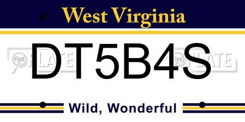 DT5B4S West Virginia License Plate