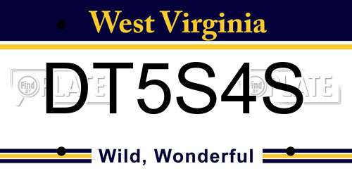 DT5S4S West Virginia License Plate