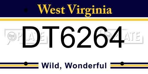 DT6264 West Virginia License Plate