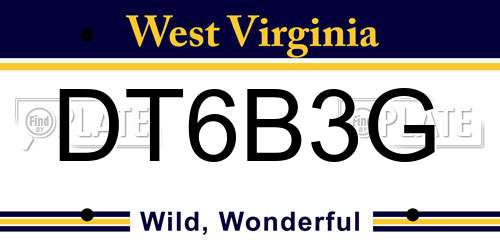 DT6B3G West Virginia License Plate
