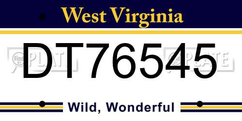 DT76545 West Virginia License Plate