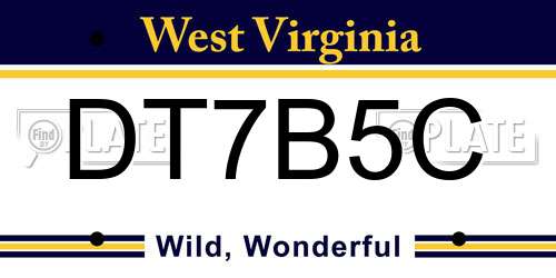 DT7B5C West Virginia License Plate