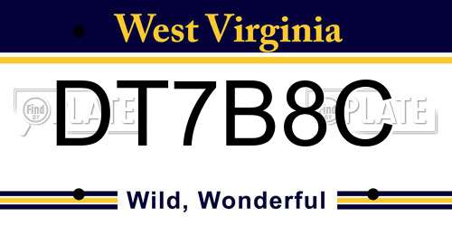 DT7B8C West Virginia License Plate