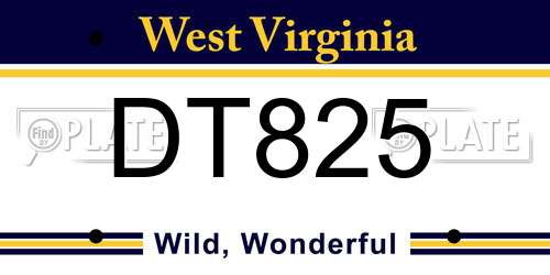 DT825 West Virginia License Plate