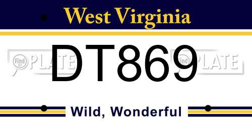 DT869 West Virginia License Plate