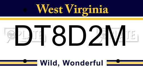 DT8D2M West Virginia License Plate
