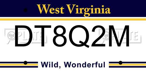 DT8Q2M West Virginia License Plate