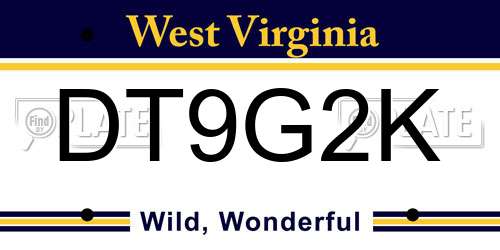 DT9G2K West Virginia License Plate