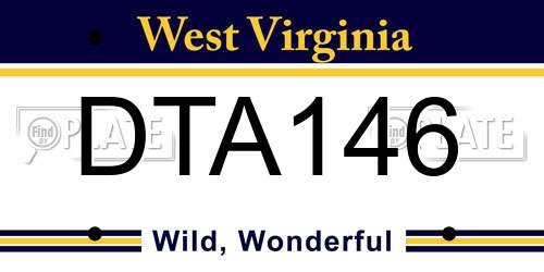 DTA146 West Virginia License Plate