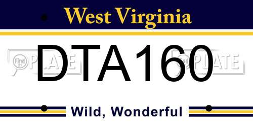 DTA160 West Virginia License Plate