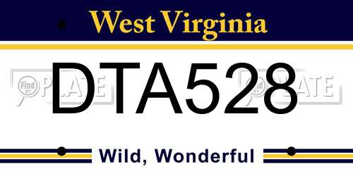DTA528 West Virginia License Plate