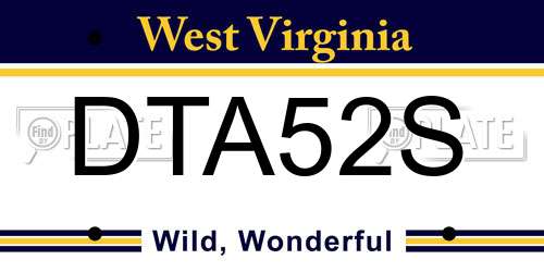 DTA52S West Virginia License Plate