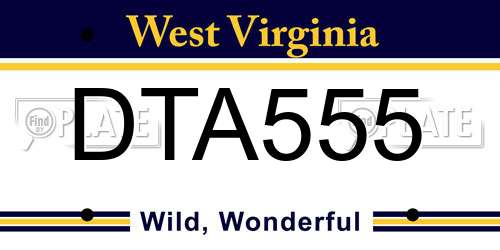 DTA555 West Virginia License Plate