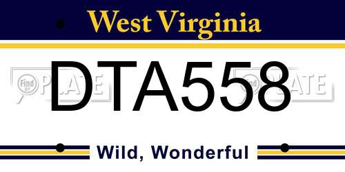 DTA558 West Virginia License Plate