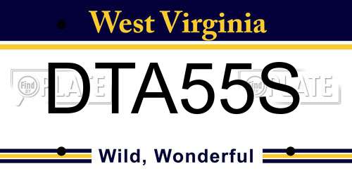 DTA55S West Virginia License Plate