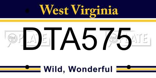 DTA575 West Virginia License Plate
