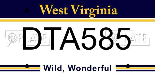 DTA585 West Virginia License Plate