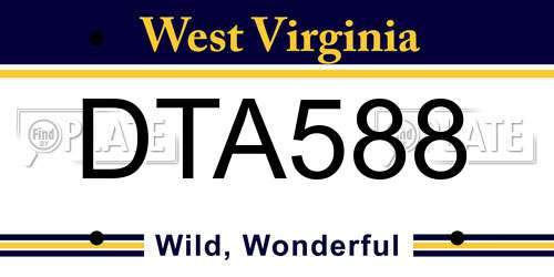 DTA588 West Virginia License Plate