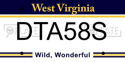 DTA58S West Virginia License Plate