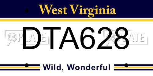 DTA628 West Virginia License Plate