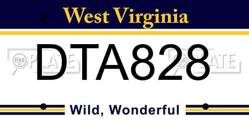 DTA828 West Virginia License Plate