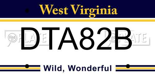 DTA82B West Virginia License Plate