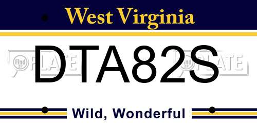 DTA82S West Virginia License Plate