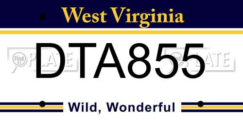 DTA855 West Virginia License Plate