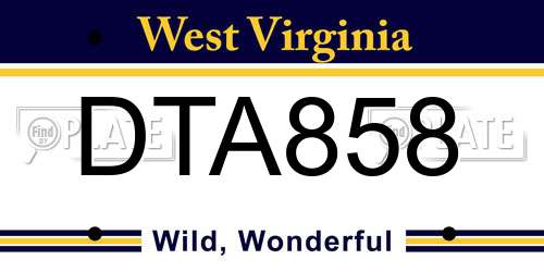 DTA858 West Virginia License Plate