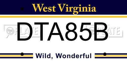 DTA85B West Virginia License Plate