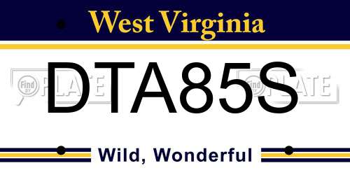 DTA85S West Virginia License Plate