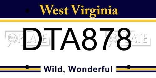 DTA878 West Virginia License Plate