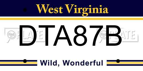 DTA87B West Virginia License Plate