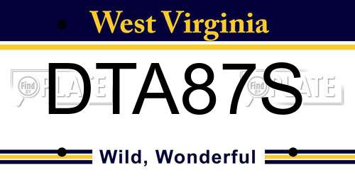 DTA87S West Virginia License Plate