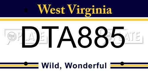 DTA885 West Virginia License Plate