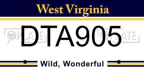 DTA905 West Virginia License Plate