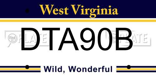 DTA90B West Virginia License Plate