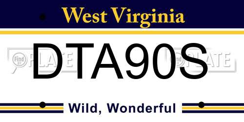 DTA90S West Virginia License Plate