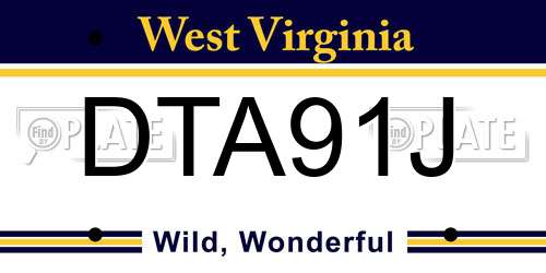 DTA91J West Virginia License Plate