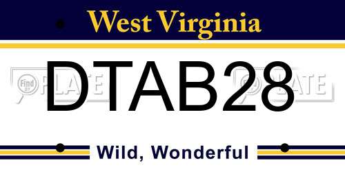 DTAB28 West Virginia License Plate