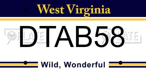 DTAB58 West Virginia License Plate
