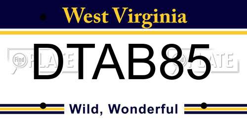 DTAB85 West Virginia License Plate