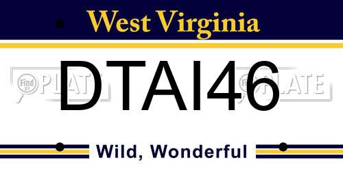 DTAI46 West Virginia License Plate