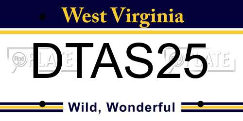 DTAS25 West Virginia License Plate