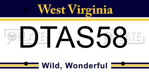 DTAS58 West Virginia License Plate